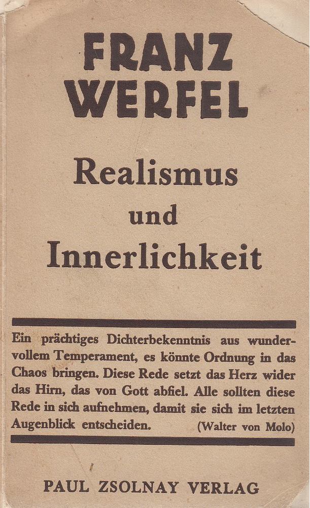 Franz Werfel - Realismus und Innerlichkeit [antikvár]