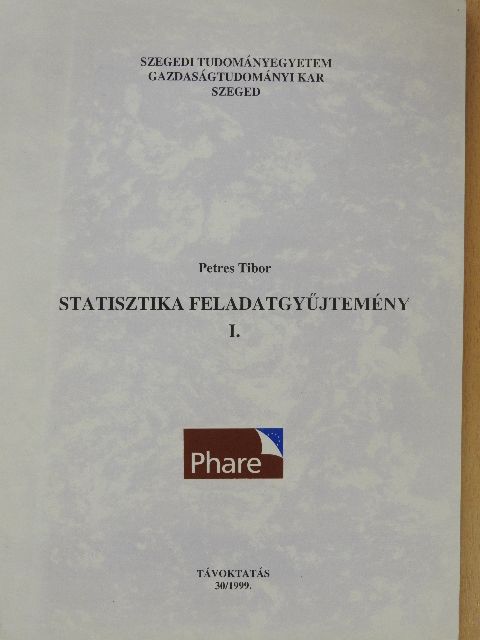 Petres Tibor - Statisztika feladatgyűjtemény I. [antikvár]