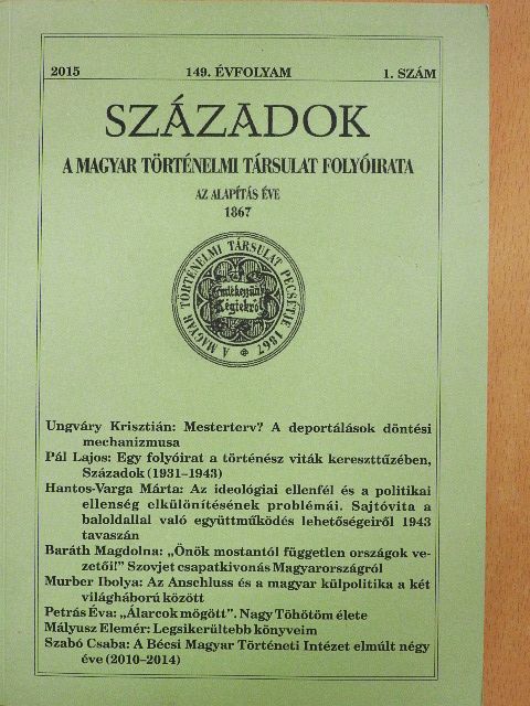 Baráth Magdolna - Századok 2015/1. [antikvár]