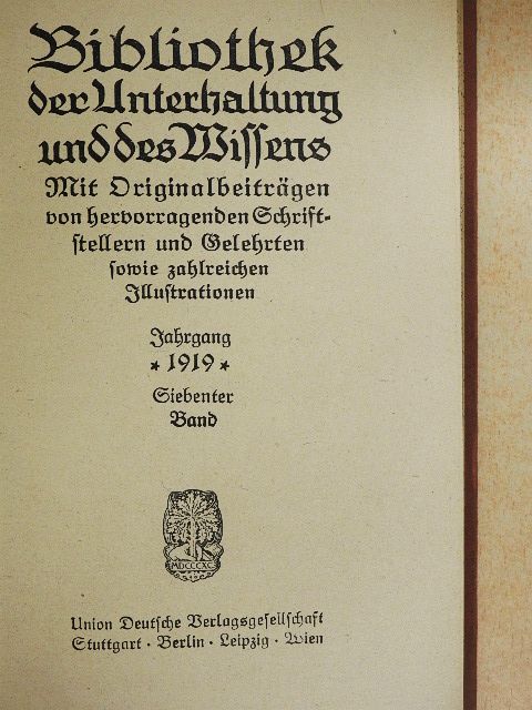 Anton Hoffmann - Bibliothek der Unterhaltung und des Wissens 1919/7. (gótbetűs) [antikvár]