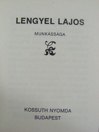 Lengyel Lajos munkássága (minikönyv) [antikvár]