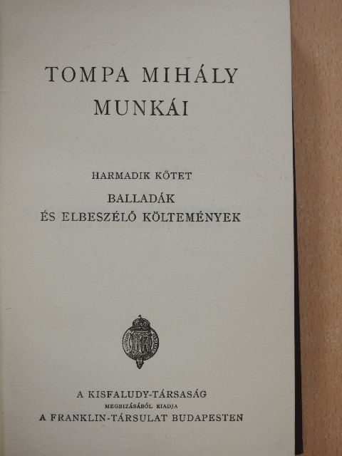 Tompa Mihály - Tompa Mihály munkái III. [antikvár]