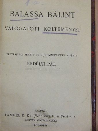 Balassa Bálint - Balassa Bálint válogatott költeményei [antikvár]