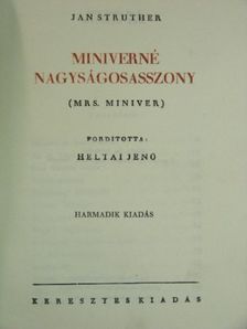 Jan Struther - Miniverné nagyságosasszony [antikvár]