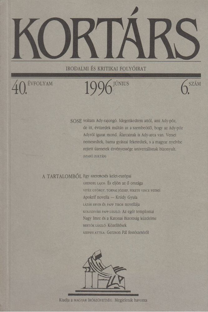 Kis Pintér Imre - Kortárs 1996. 6. szám június [antikvár]