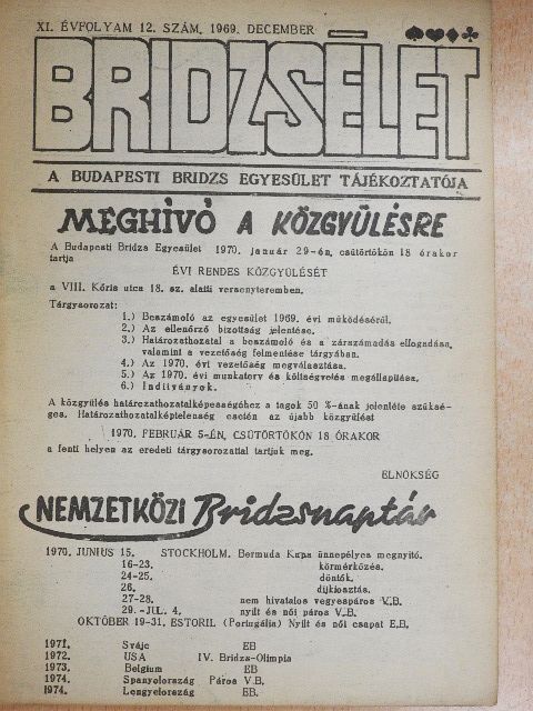 Bridzsélet 1969. december [antikvár]