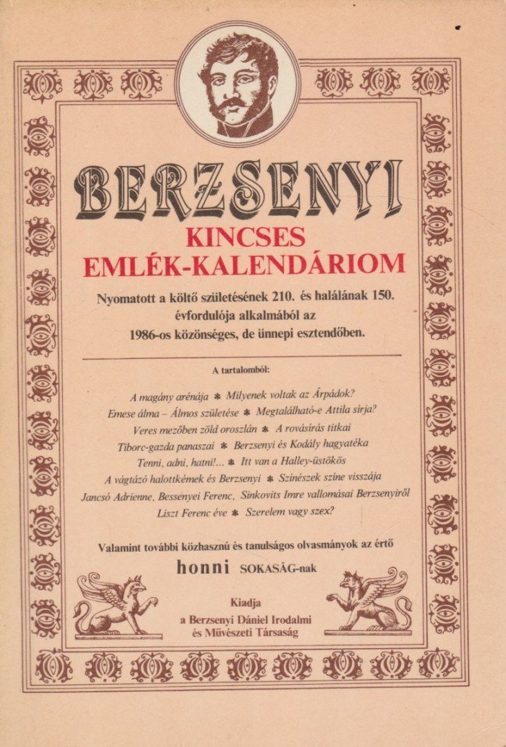 KISS DÉNES - Berzsenyi Kincses Emlék-Kalendáriom 1986. [antikvár]