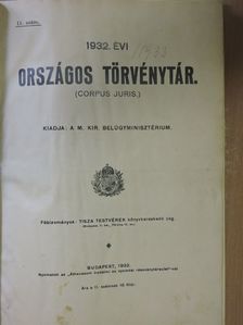 1932. évi országos törvénytár/1933. évi országos törvénytár [antikvár]