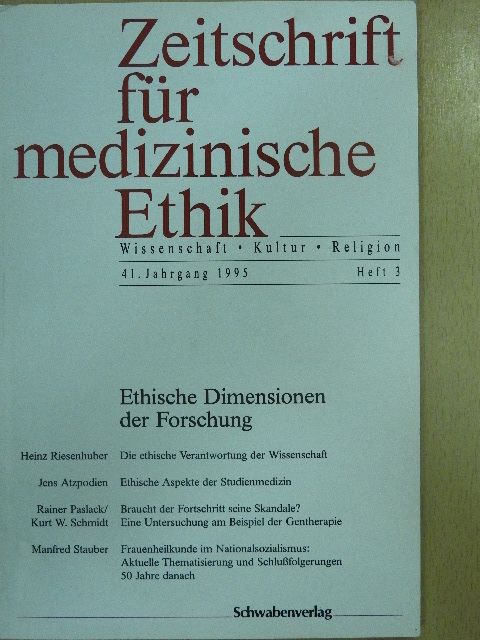Gerhard Höver - Zeitschrift für medizinische Ethik 1995/3 [antikvár]