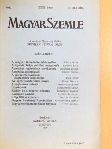Csiszár Béla - Magyar Szemle 1937. szeptember [antikvár]