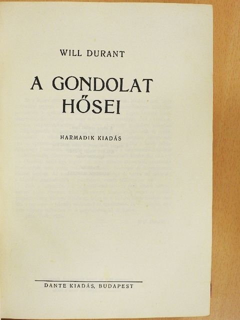 Will Durant - A gondolat hősei [antikvár]