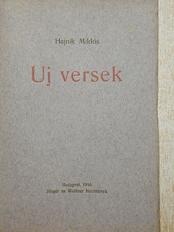 Hajnik Miklós - Uj versek [antikvár]