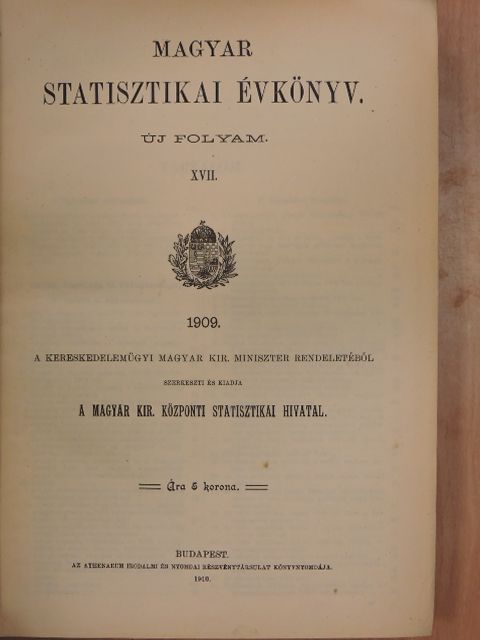 Magyar Statisztikai Évkönyv 1909. [antikvár]