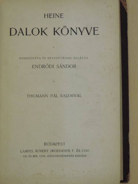Heine - Dalok Könyve [antikvár]