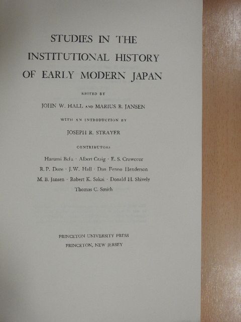 Albert Craig - Studies in the Institutional History of Early Modern Japan [antikvár]