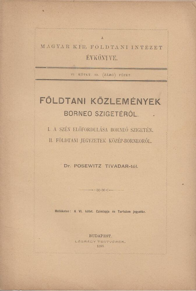 Possewitz Tivadar - Földtani közlemények Borneo szigetéről [antikvár]