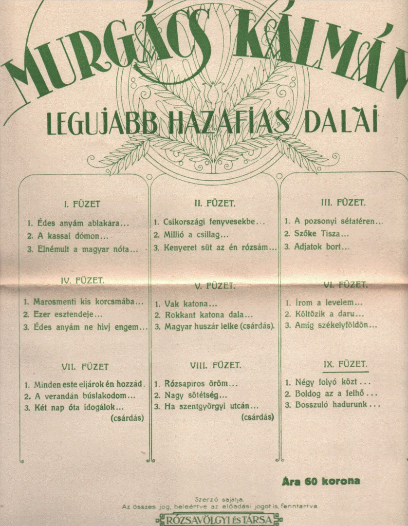 MURGÁCS KÁLMÁN - Murgács Kálmán legujabb hazafias dalai [antikvár]
