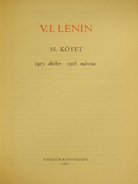 Vlagyimir Iljics Lenin - V. I. Lenin összes művei 35. [antikvár]