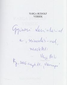 Varga Rudolf - Versek (dedikált) [antikvár]