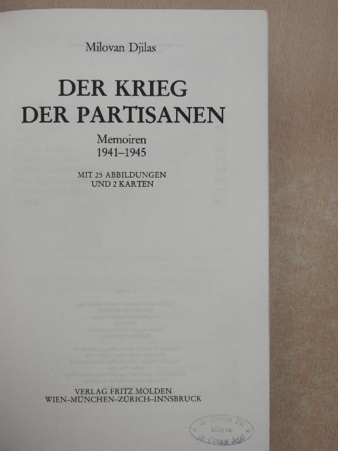 Milovan Djilas - Der Krieg der Partisanen [antikvár]