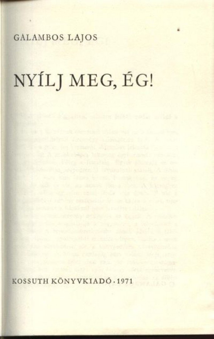 GALAMBOS LAJOS - Nyílj meg, ég! [antikvár]