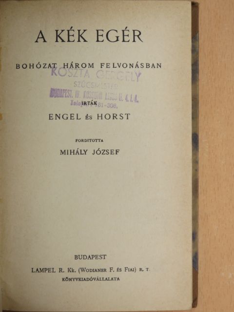 Engel - A kék egér/Csitri [antikvár]