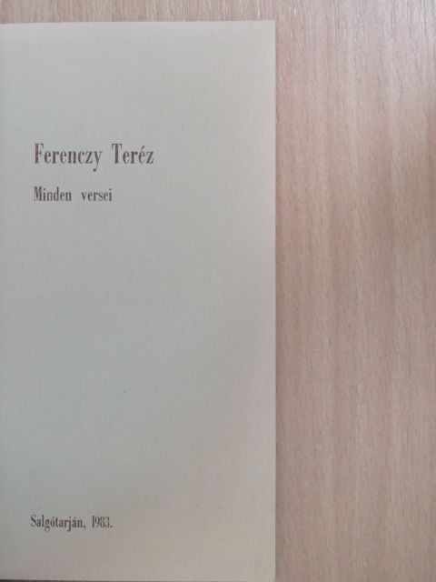 Ferenczy Teréz - Ferenczy Teréz minden versei [antikvár]