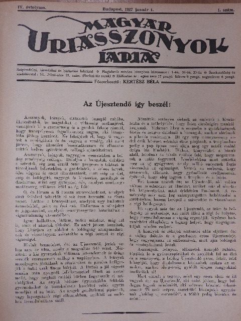 Beczássy Judit - Magyar Uriasszonyok Lapja 1927. (nem teljes évfolyam) [antikvár]