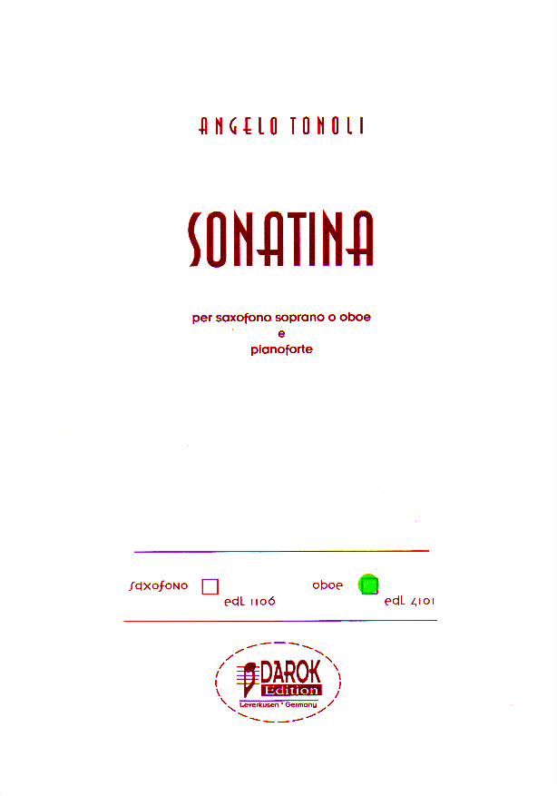 TONOLI, ANGELO - SONATINA PER SAXSOFONO SOPRANO E PIANOFORTE