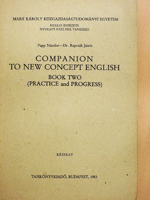 Dr. Rapcsák János - Companion to New Concept English II. [antikvár]