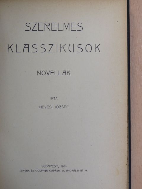 Hevesi József - Szerelmes klasszikusok [antikvár]
