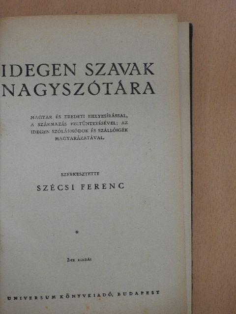 Idegen szavak nagyszótára [antikvár]
