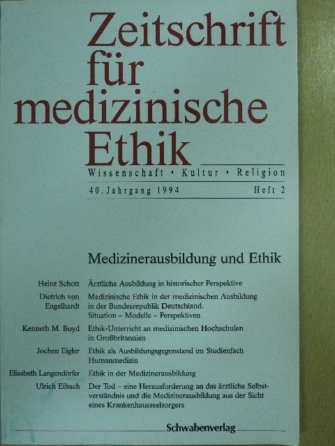 Heinz Schott - Zeitschrift für medizinische Ethik 1994/2 [antikvár]