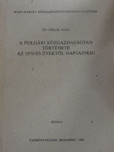 Dr. Mátyás Antal - A polgári közgazdaságtan története az 1870-es évektől napjainkig [antikvár]