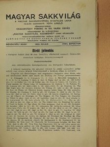 Magyar Sakkvilág 1933. julius [antikvár]