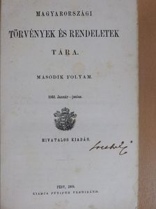 Magyarországi törvények és rendeletek tára 1868. Január-junius [antikvár]