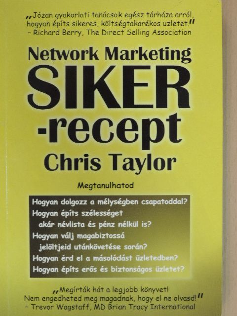 Chris Taylor - Network Marketing SIKER-recept [antikvár]