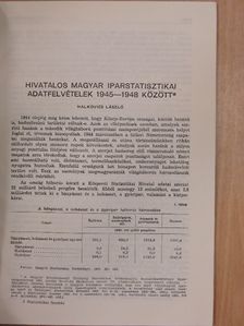 Halkovics László - Hivatalos magyar iparstatisztikai adatfelvételek 1945-1948 között [antikvár]