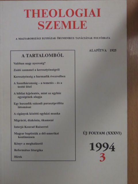 Bolyki János - Theologiai Szemle 1994/3. [antikvár]