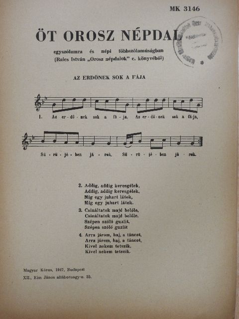 Raics István - Öt orosz népdal [antikvár]