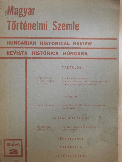 Dr. Semjén Béla - Magyar Történelmi Szemle 1972. június [antikvár]
