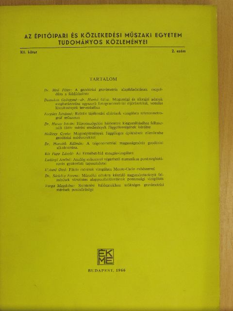 Domokos Györgyné - Az Építőipari és Közlekedési Műszaki Egyetem Tudományos Közleményei XII/2. [antikvár]