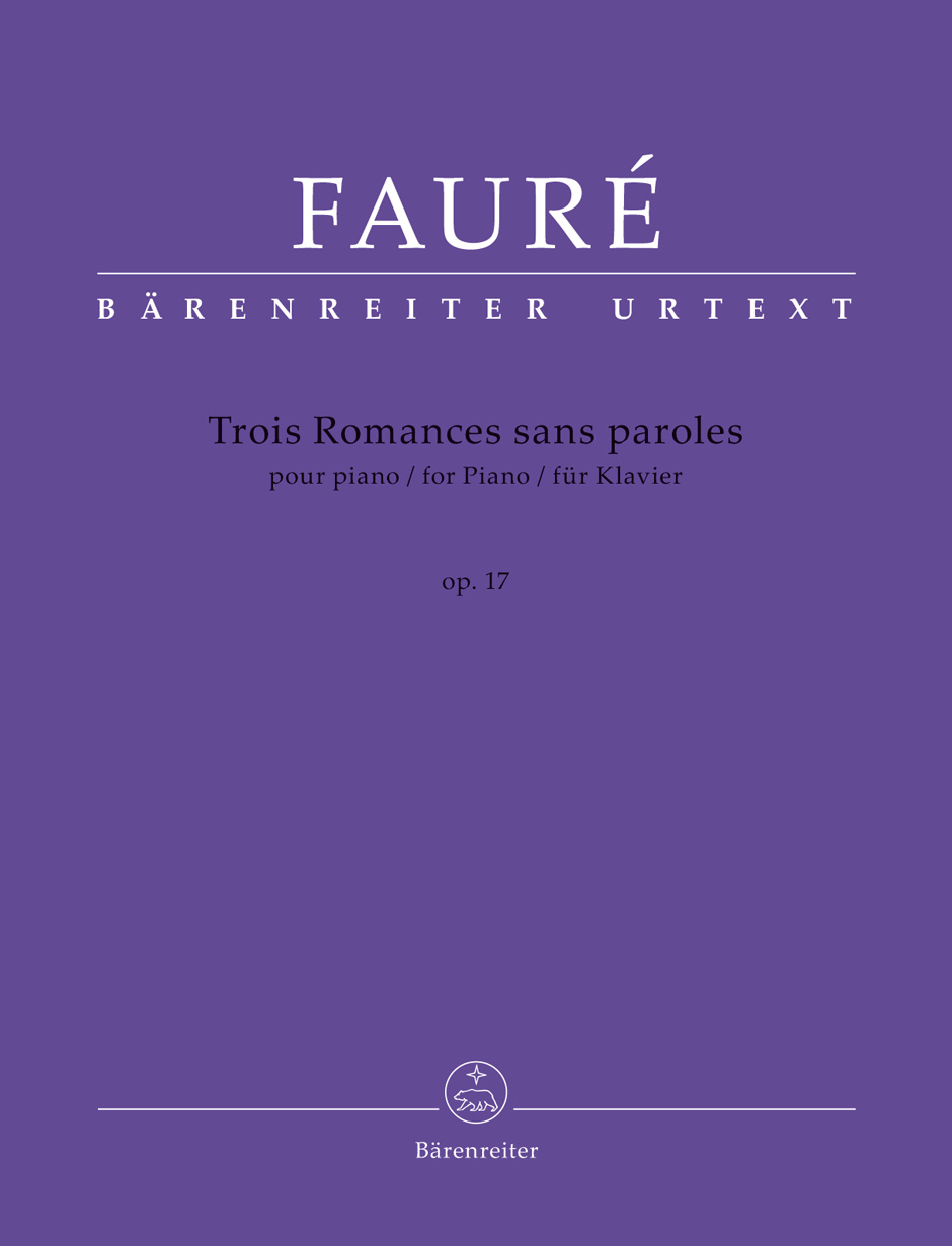 FAURÉ - TROIS ROMANCES SANS PAROLE POUR PIANO OP.17