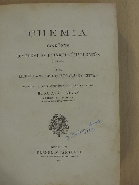 Bugarszky István - Chemia [antikvár]