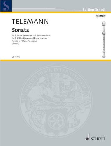 TELEMANN - SONATA FOR 2 TREBLE RECORDERS AND BASSO CONTINUO TWV 42:F7 (FUSSAN)
