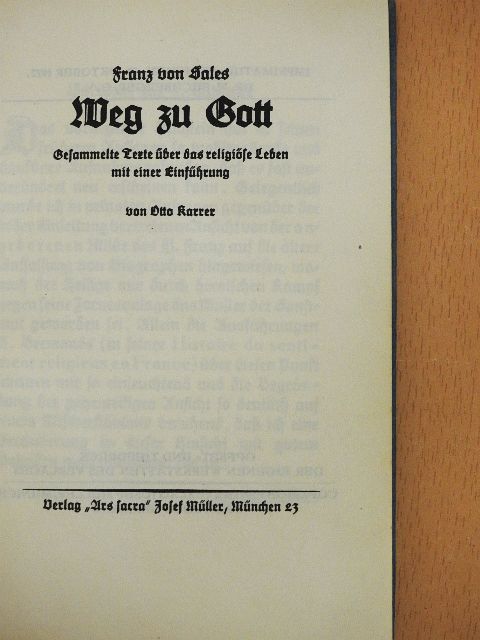 Franz von Sales - Weg zu Gott (gótbetűs) [antikvár]