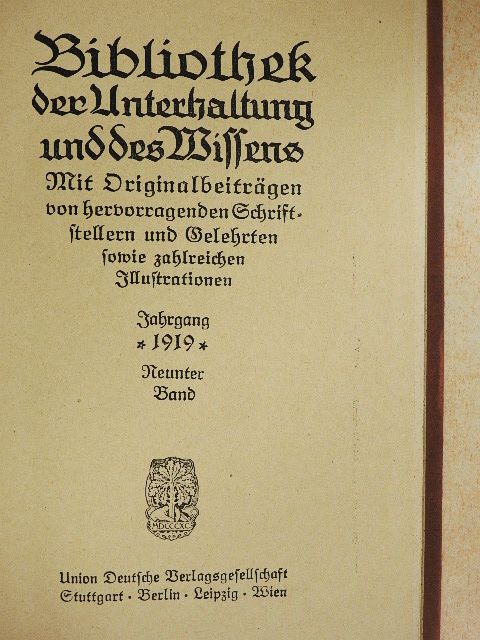 Adolf Stark - Bibliothek der Unterhaltung und des Wissens 1919/9. (gótbetűs) [antikvár]