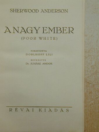 Sherwood Anderson - A nagy ember [antikvár]