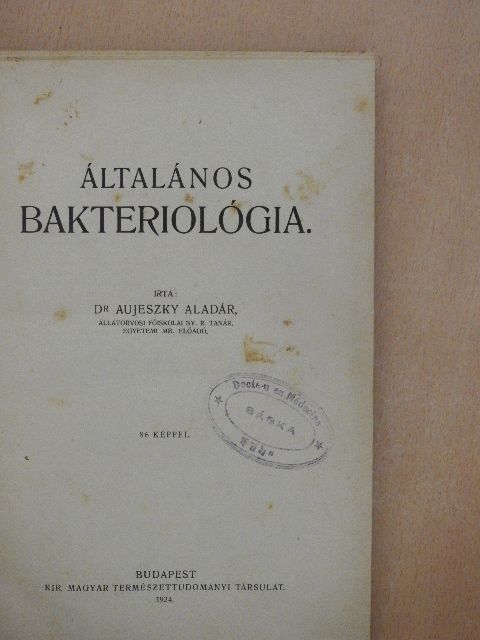 Dr. Aujeszky Aladár - Általános bakteriológia [antikvár]