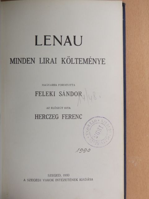 Nikolaus Lenau - Lenau minden lirai költeménye [antikvár]